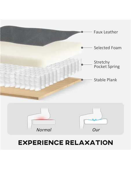 HOMCOM Wingback Accent Chair Tufted Chesterfield-style Armchair with Nail Head Trim for Living Room Bedroom Grey