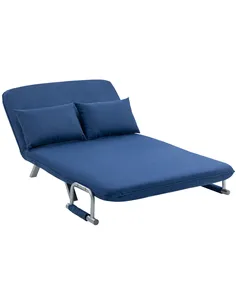 HOMCOM Two-Seater Click-Clack Sofa Bed - Dark Blue
