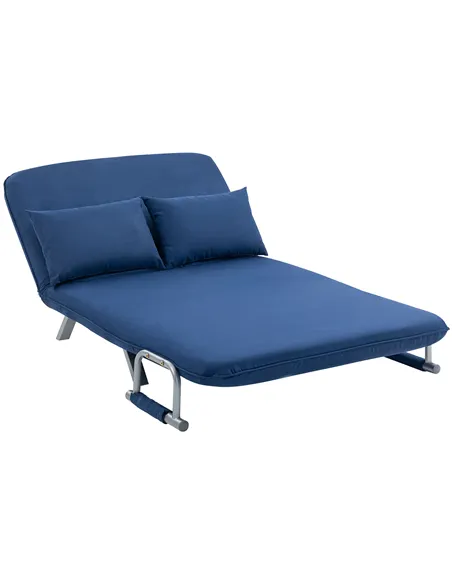 HOMCOM Two-Seater Click-Clack Sofa Bed - Dark Blue