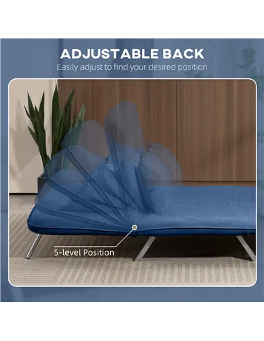 HOMCOM Two-Seater Click-Clack Sofa Bed - Dark Blue