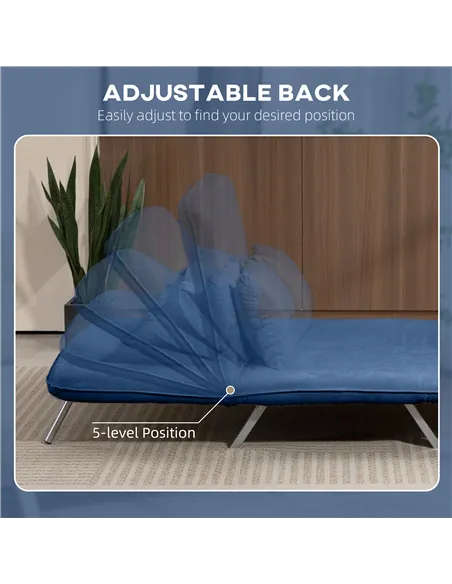 HOMCOM Two-Seater Click-Clack Sofa Bed - Dark Blue