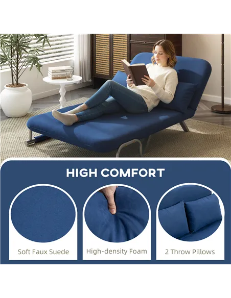 HOMCOM Two-Seater Click-Clack Sofa Bed - Dark Blue