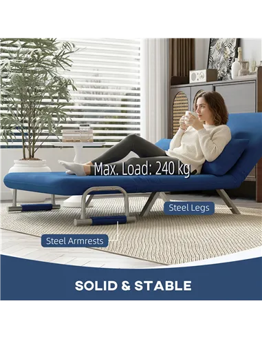 HOMCOM Two-Seater Click-Clack Sofa Bed - Dark Blue