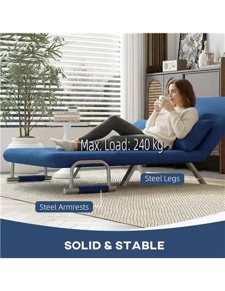 HOMCOM Two-Seater Click-Clack Sofa Bed - Dark Blue