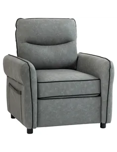 HOMCOM Accent Chair, Faux Leather Armchair - Grey