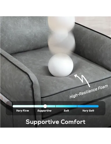 HOMCOM Accent Chair, Faux Leather Armchair - Grey