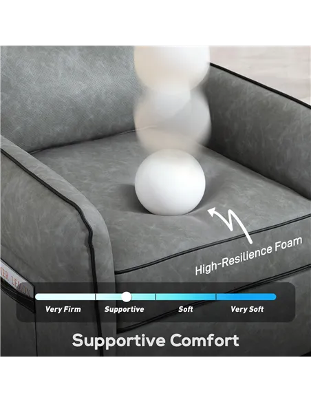 HOMCOM Accent Chair, Faux Leather Armchair - Grey