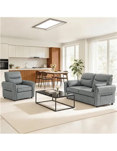 HOMCOM Accent Chair, Faux Leather Armchair - Grey