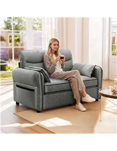 HOMCOM 2 Seater Sofa, Faux Leather Loveseat - Grey 2