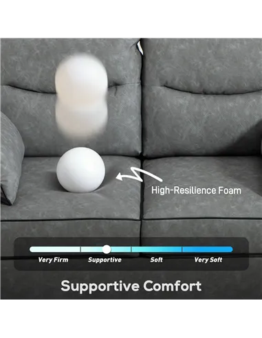 HOMCOM 2 Seater Sofa, Faux Leather Loveseat - Grey