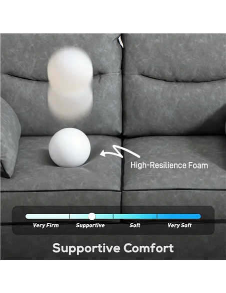 HOMCOM 2 Seater Sofa, Faux Leather Loveseat - Grey