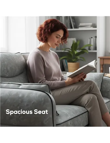 HOMCOM 2 Seater Sofa, Faux Leather Loveseat - Grey