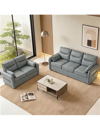 HOMCOM 2 Seater Sofa, Faux Leather Loveseat - Grey