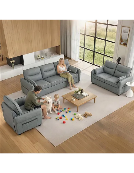 HOMCOM 2 Seater Sofa, Faux Leather Loveseat - Grey