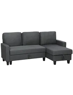 HOMCOM Three-Seater Storage Sofa Bed -  Charcoal Grey