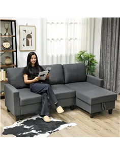 HOMCOM Three-Seater Storage Sofa Bed -  Charcoal Grey 2