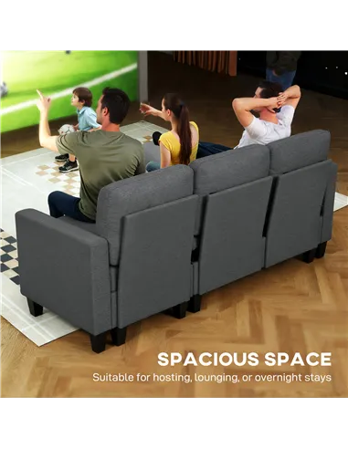 HOMCOM Three-Seater Storage Sofa Bed -  Charcoal Grey