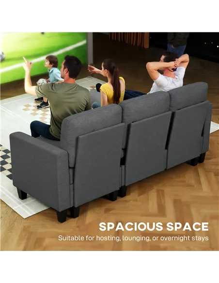 HOMCOM Three-Seater Storage Sofa Bed -  Charcoal Grey