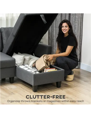 HOMCOM Three-Seater Storage Sofa Bed -  Charcoal Grey