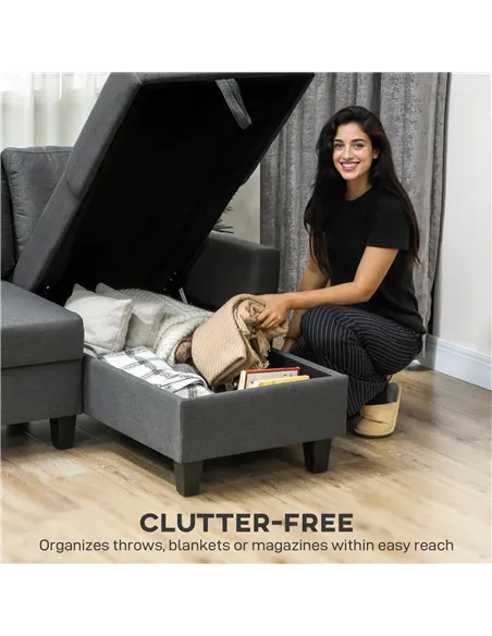 HOMCOM Three-Seater Storage Sofa Bed -  Charcoal Grey