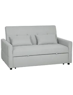 HOMCOM Three-Way Two-Seater Sofa Bed - Light Grey