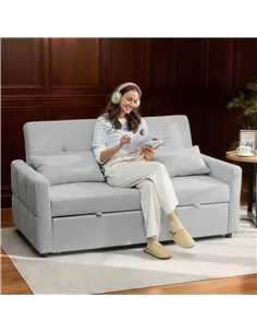 HOMCOM Three-Way Two-Seater Sofa Bed - Light Grey 2