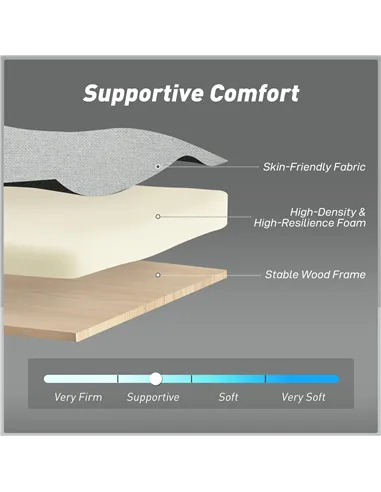 HOMCOM Three-Way Two-Seater Sofa Bed - Light Grey