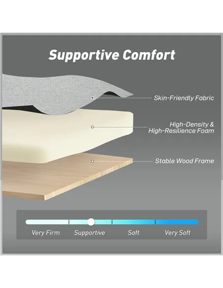 HOMCOM Three-Way Two-Seater Sofa Bed - Light Grey