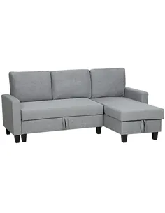 HOMCOM Three-Seater Storage Sofa Bed - Grey