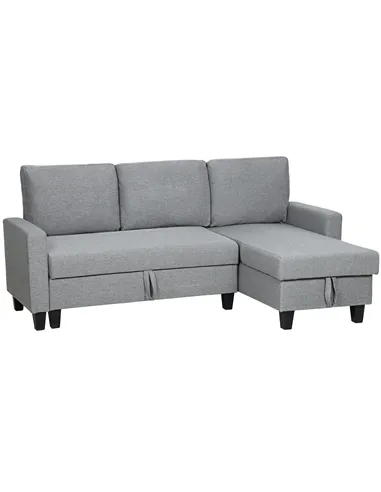HOMCOM Three-Seater Storage Sofa Bed - Grey