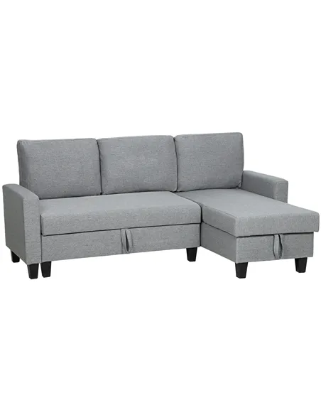 HOMCOM Three-Seater Storage Sofa Bed - Grey