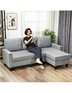 HOMCOM Three-Seater Storage Sofa Bed - Grey 2