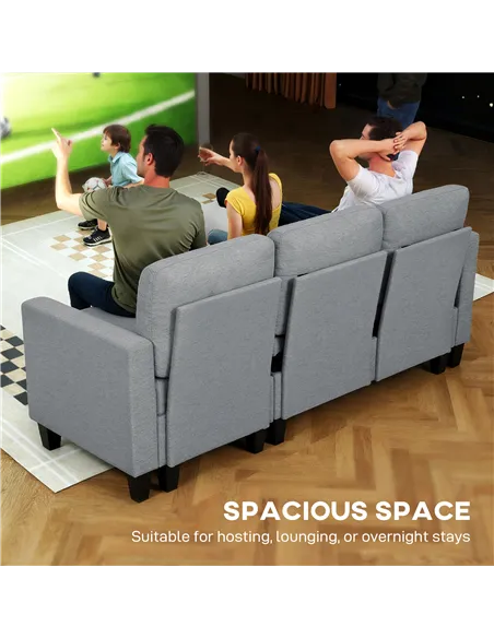 HOMCOM Three-Seater Storage Sofa Bed - Grey