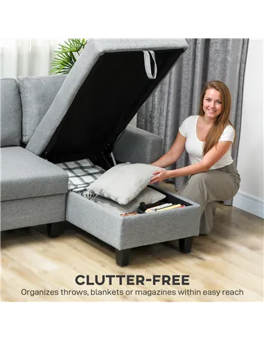 HOMCOM Three-Seater Storage Sofa Bed - Grey