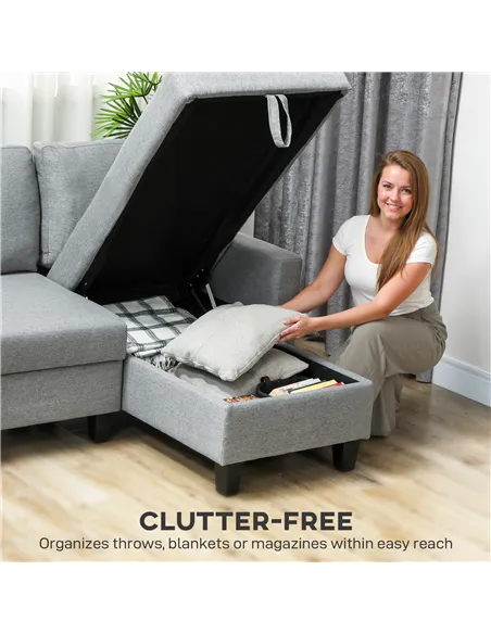 HOMCOM Three-Seater Storage Sofa Bed - Grey