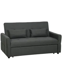 HOMCOM Three-Way Two-Seater Sofa Bed - Charcoal Grey