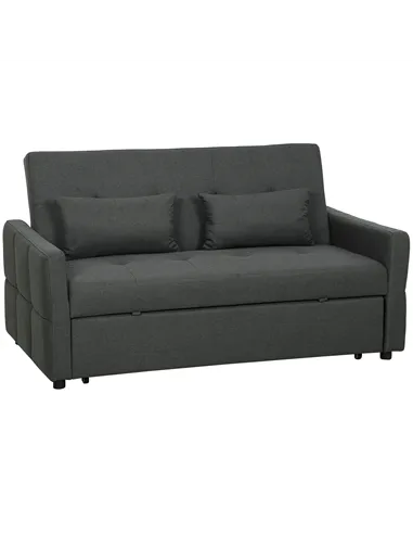 HOMCOM Three-Way Two-Seater Sofa Bed - Charcoal Grey
