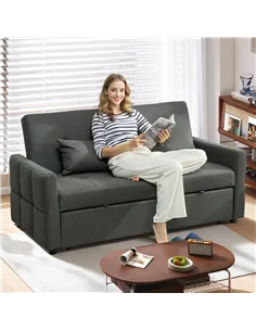 HOMCOM Three-Way Two-Seater Sofa Bed - Charcoal Grey 2