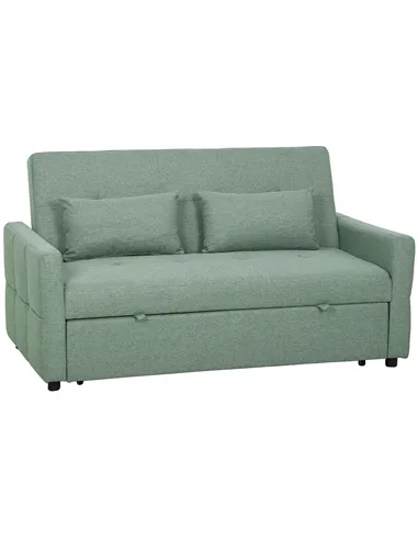 HOMCOM Three-Way Two-Seater Sofa Bed - Green