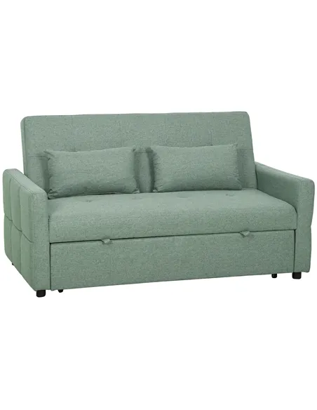 HOMCOM Three-Way Two-Seater Sofa Bed - Green