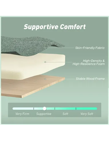 HOMCOM Three-Way Two-Seater Sofa Bed - Green