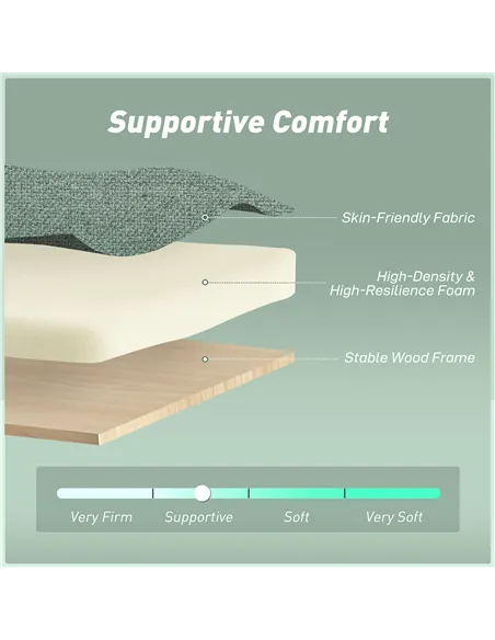 HOMCOM Three-Way Two-Seater Sofa Bed - Green