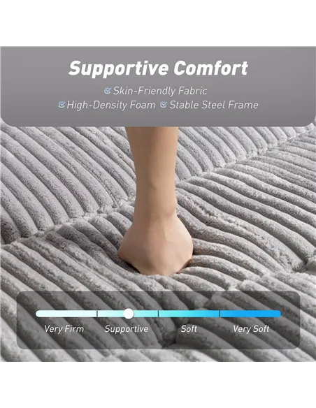 HOMCOM 2 Seater Click Clack Sofa Bed with Pull Out Design, Corduroy Upholstery - Light Grey