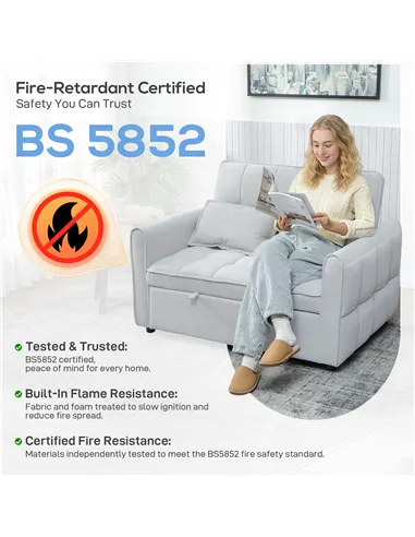 HOMCOM 2 Seater Sofa Bed, 3-in-1 Convertible Sleeper Sofa with Click-clack Adjustable Backrest and 2 Pillows, Light Grey