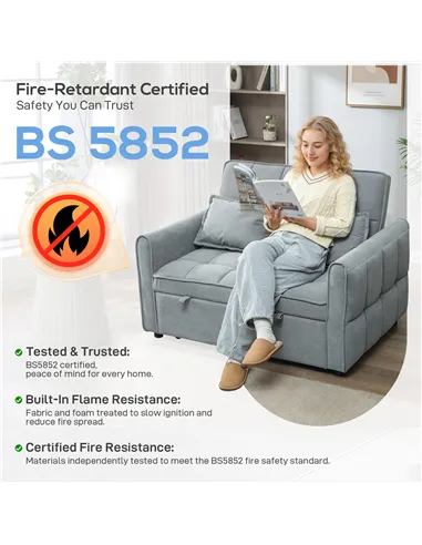 HOMCOM 2 Seater Sofa Bed, 3-in-1 Convertible Sleeper Sofa with Click-clack Adjustable Backrest and 2 Pillows, Grey