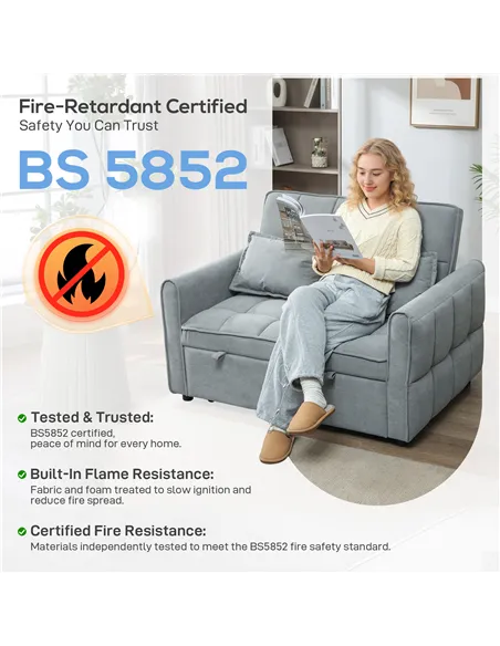 HOMCOM 2 Seater Sofa Bed, 3-in-1 Convertible Sleeper Sofa with Click-clack Adjustable Backrest and 2 Pillows, Grey