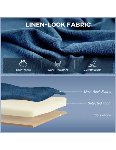 HOMCOM 2 Seater Sofa, Linen-look Fabric Small Sofa with Wing Back, Thick Seat, Metal Legs, Dark Blue