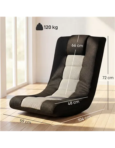 HOMCOM Floor Chair, Folding Floor Sofa with Adjustable Backrest, Wide Seat, Swivel Base, Black