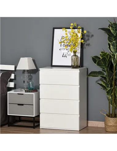 HOMCOM Chest of Drawers, 4-Drawer Storage Cabinets, Modern Dresser, Storage Drawer Unit for Bedroom