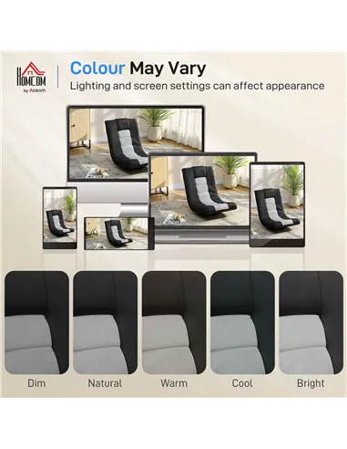 HOMCOM Floor Chair, Folding Floor Sofa with Adjustable Backrest, Wide Seat, Swivel Base, Black